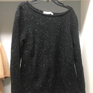 Loft Black Sweater with White Speckles.